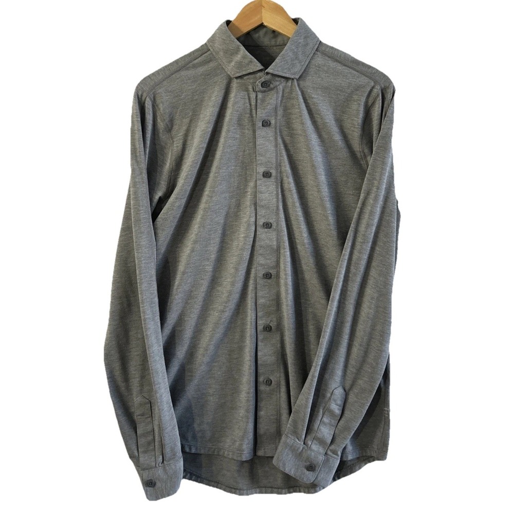 Men's‎ Lululemon Long Sleeve Button Down Shirt Collared Athletic Soft Knit Small